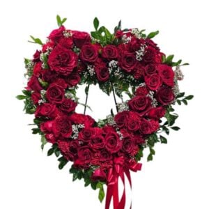 Open Heart of Red Roses Standing Spray
