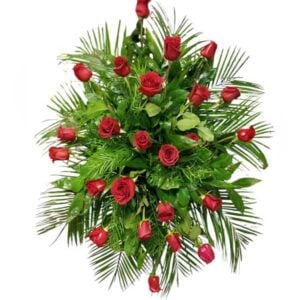 Red Roses Easel Standin Spray Flower Arrangement
