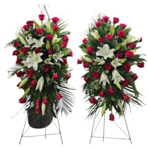 Set of Red and White Easel Standing Sprays
